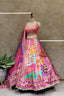 Pink Floral lehenga with hand zari