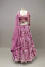 Regal Mauve Hand-Embroidered Lehenga with Intricate Zari & Pearl Accents