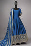 Classy blue anarkali with handcrafted work