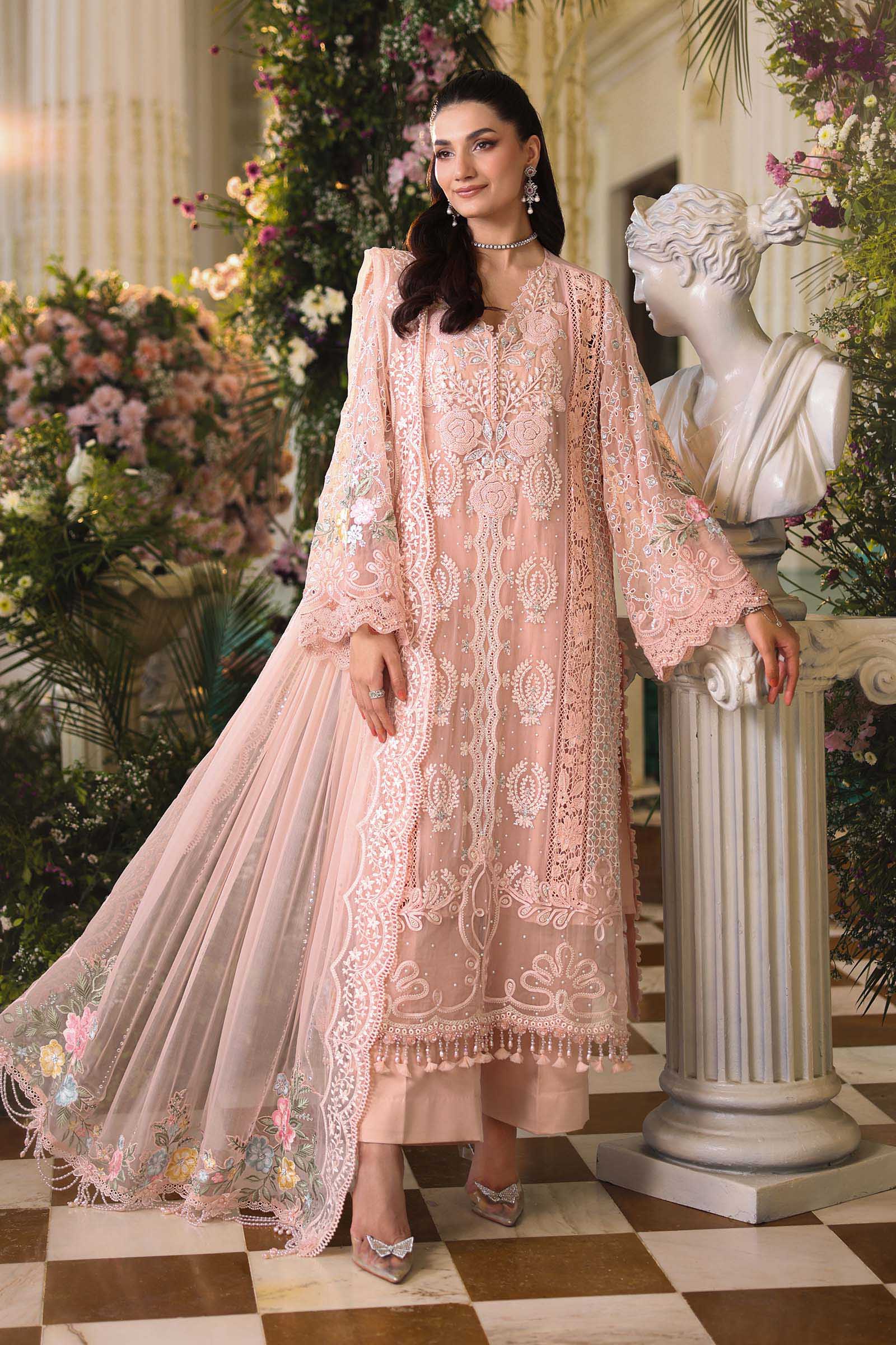 Maria b | Chiffon Formals 26 | MPC-26-104-Peach Pink  Diyas Direct  The  Bridal shop in Birmingham