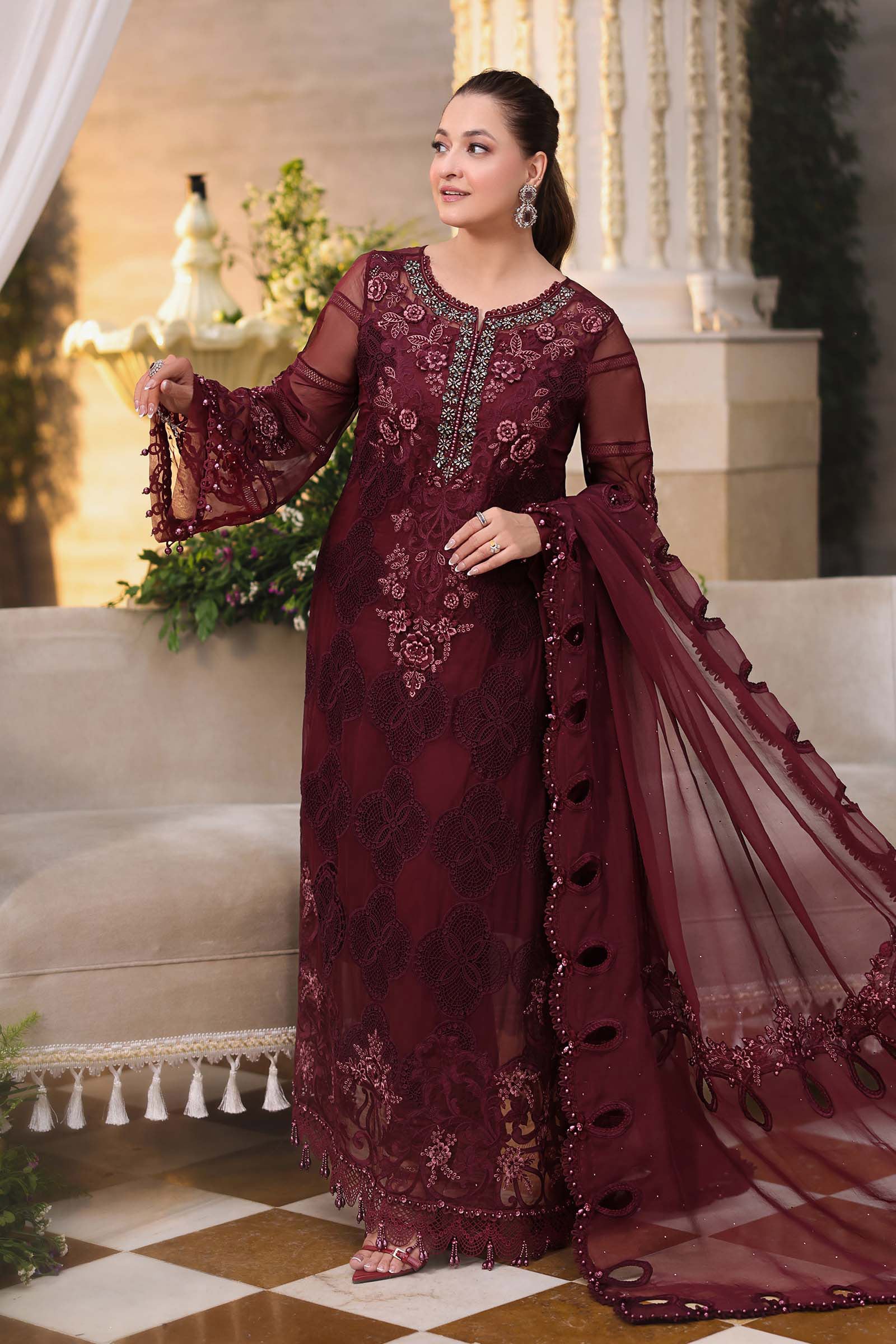 sachin and babi light blue dress Celena Maxi Dress Burgundy Burnout main image 1