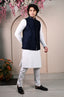 Men's Blue Sequins Embroidered Waist Coat