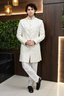 Men Sherwani in Ivory Jacquard with Zari Work