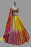 Vibrant yellow-pink ombré Banarasi lehenga