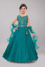Teal green lehenga set with rich zari and sequin embroidery work