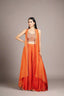 Vibrant orange Indo-western set with mirror work