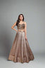 Stunning antique gold hue lehenga exudes glamour with pleated texture