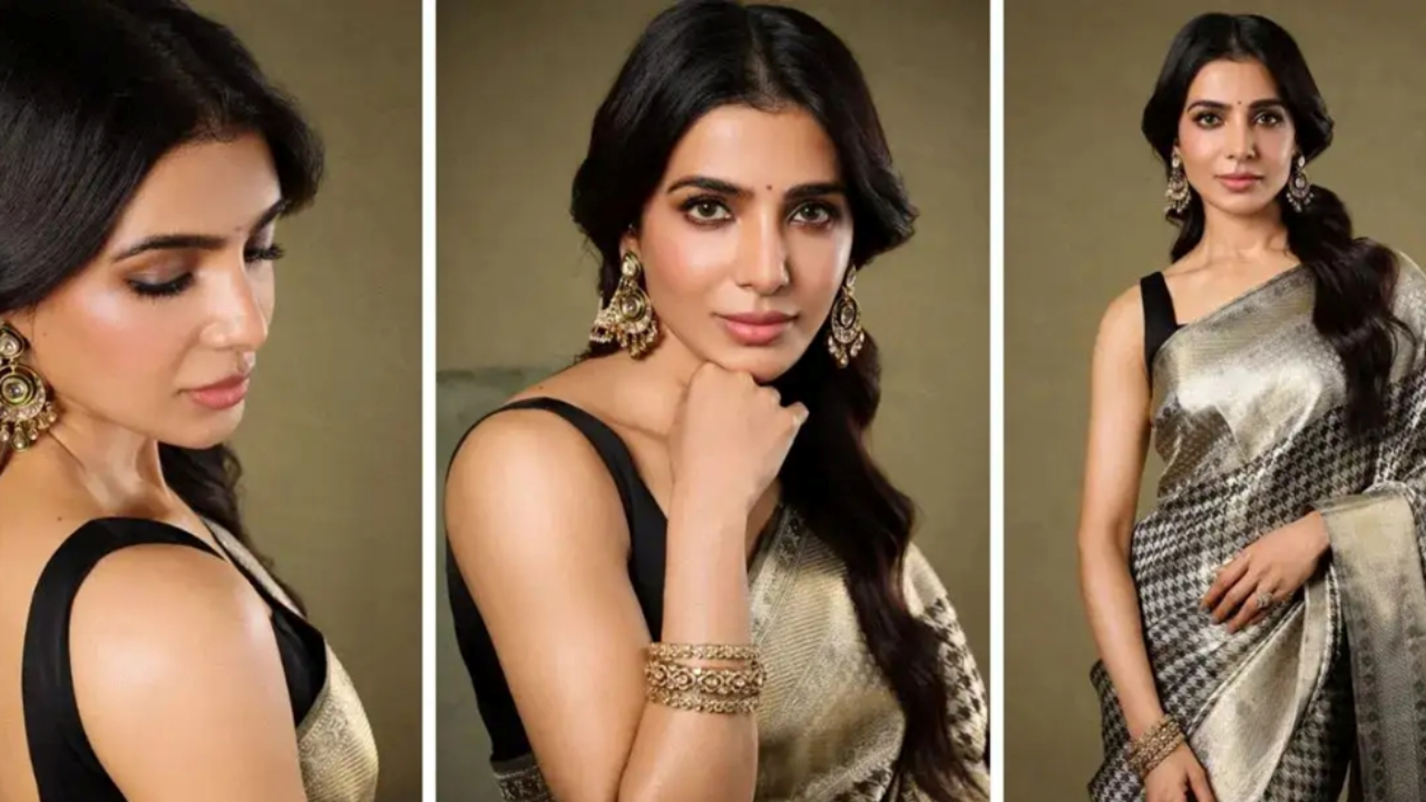 Samantha Ruth Prabhu Weaves a Scottish Motif into a Classic Silk Sari