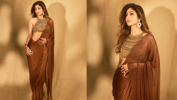 Shilpa Shetty Kundra’s Sheer Mocha Sari Is Great—But the Bejewelled Blouse Is Even Better