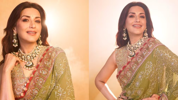 Sonali Bendre's Elegant Olive Green Sari is a Masterclass in Subtle Glamour