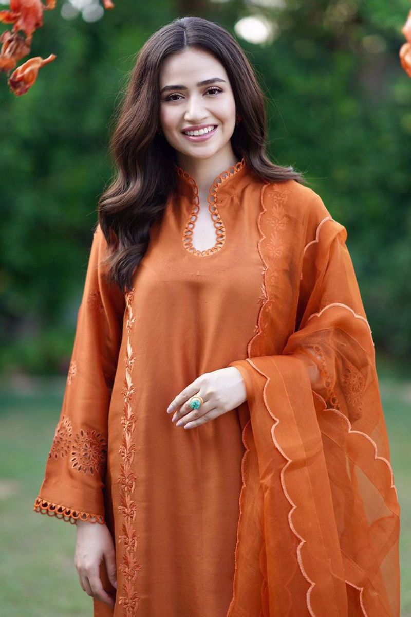 Ansab Jahangir | Luxury Silk Pret | TANGERINE ROUGE