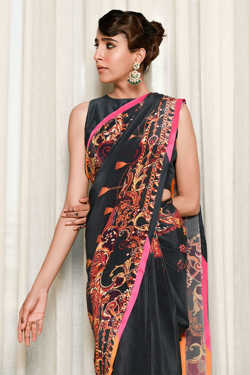 Ansab Jahangir | Luxury Silk Pret | BLACK INK