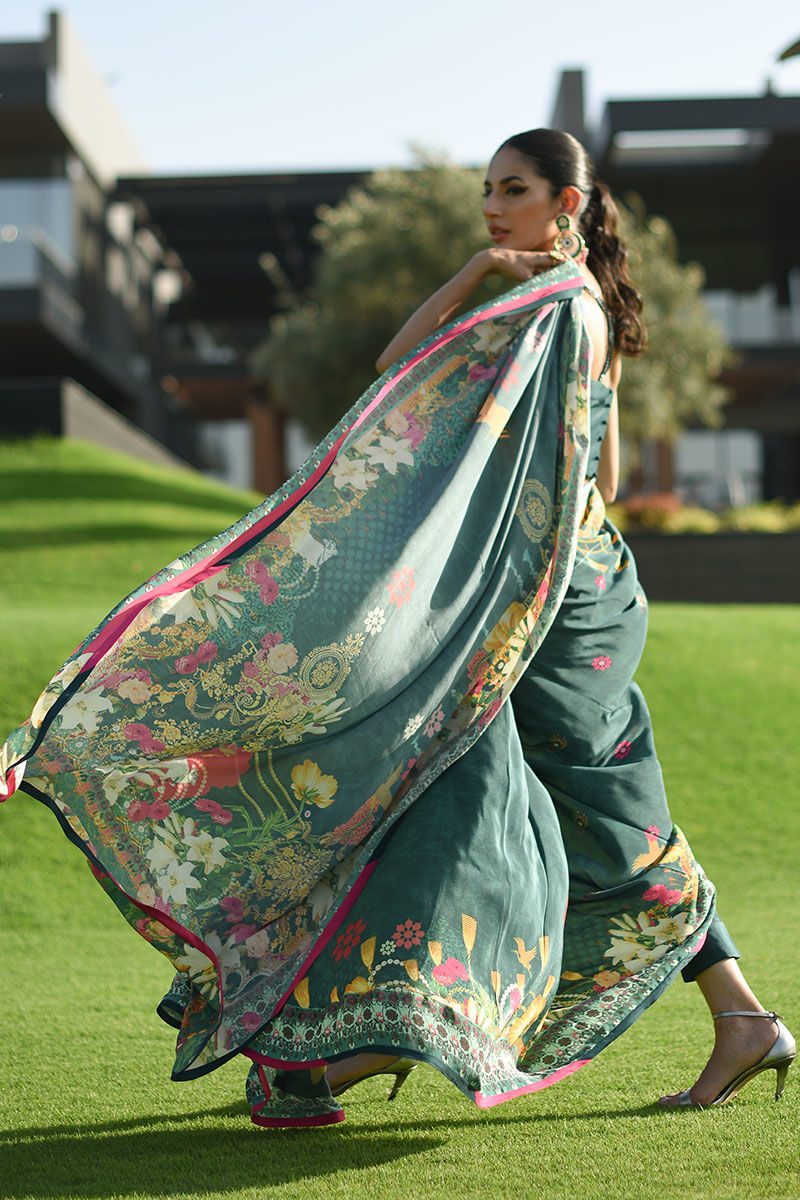 Ansab Jahangir | Luxury Silk Pret | DEEP TEAL