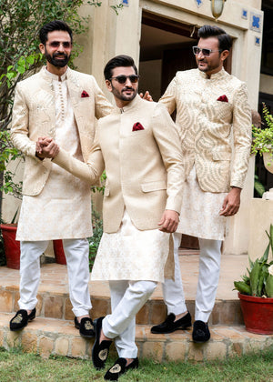 Edge Republic ER 2071 Ivory Gold Mens Prince Coat