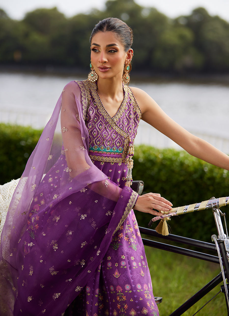 Farah Talib Aziz | Mayna Festive Luxe Pret | Aurora Aubergine Kalidaar And Dupatta
