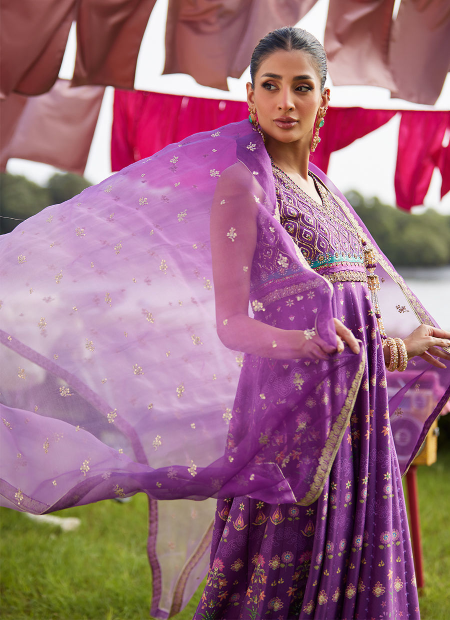 Farah Talib Aziz | Mayna Festive Luxe Pret | Aurora Aubergine Kalidaar And Dupatta