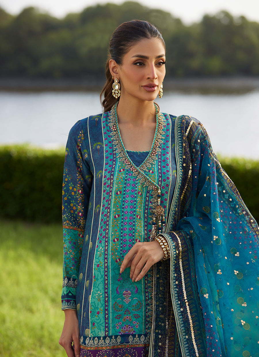 Farah Talib Aziz | Mayna Festive Luxe Pret | Azeema Angarkha And Dupatta
