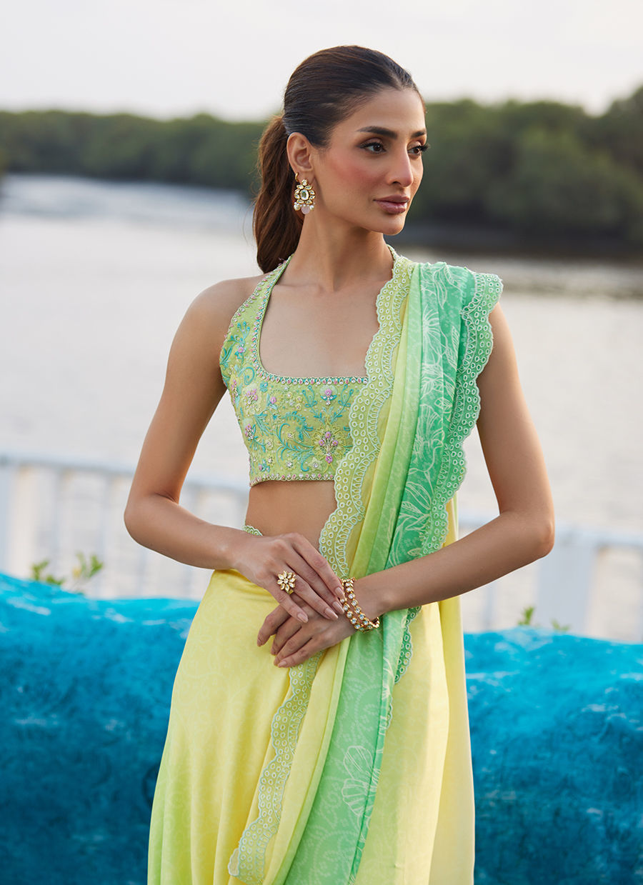 Farah Talib Aziz | Mayna Festive Luxe Pret | Celeste Ombre Saree