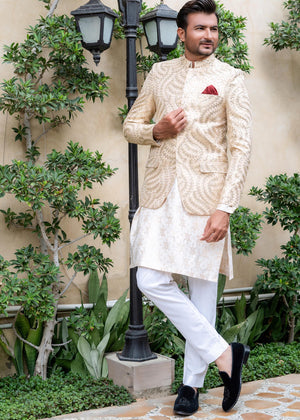 Edge Republic ER 2071 Ivory Gold Mens Prince Coat