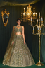 Olive green with sequins and thread work lehenga set