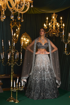 Dual shade lehenga with moti and sequins detailing