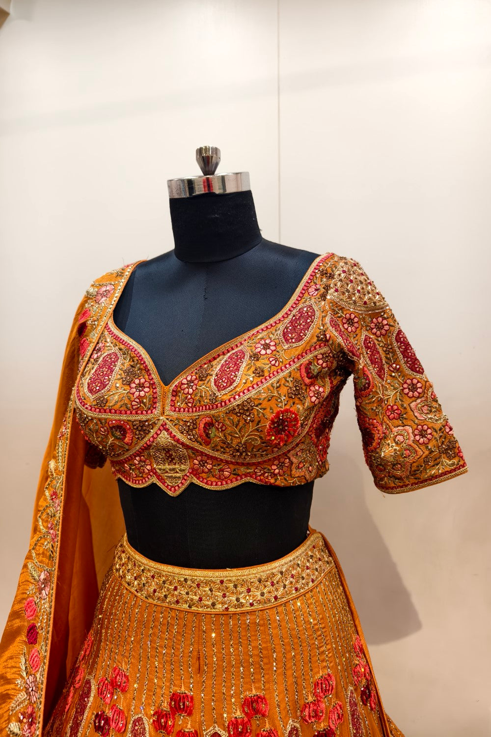 Golden Yellow Embroidered Lehenga - Perfect Mehendi Celebration Ensemble Secondary image