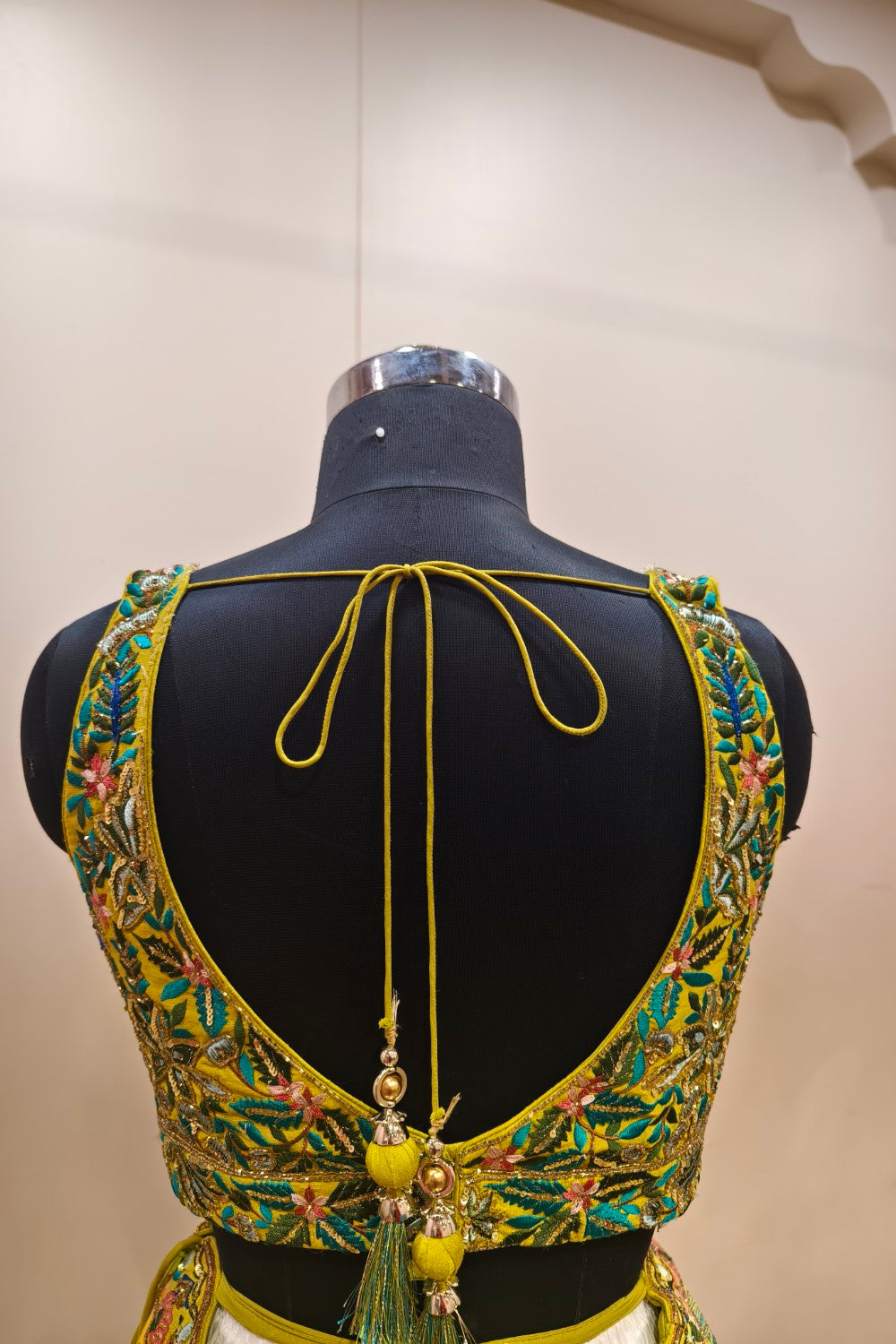 Vibrant Bright Yellow Lehenga with Floral Embroidery - Designer Ethnic Wear