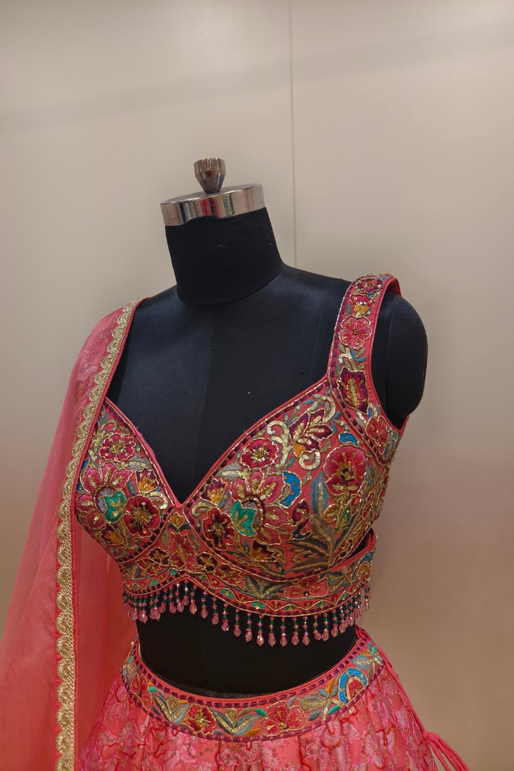 Pink Lehenga with Extensive Intricate Embroidery - Designer Bridal Ensemble