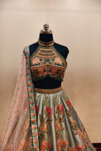 Luxurious Teal Lehenga with Elaborate Floral Embroidery - Designer Ethnic Masterpiece