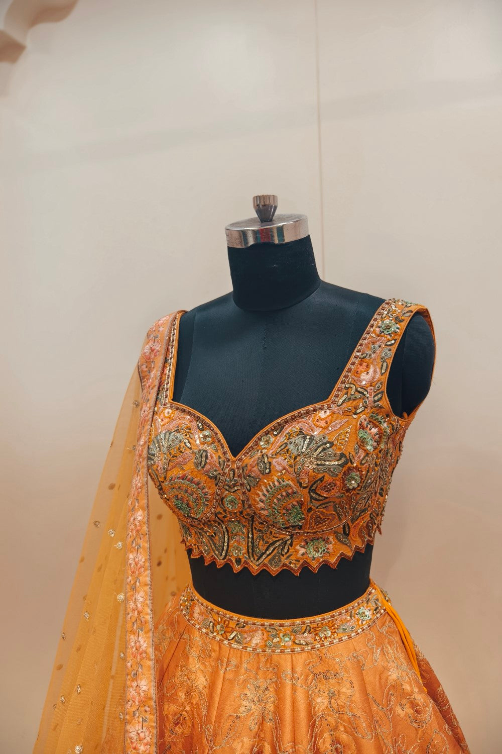 Elegant Golden Shade Lehenga with Exquisite Floral Print - Designer Ethnic Wear Secondary image