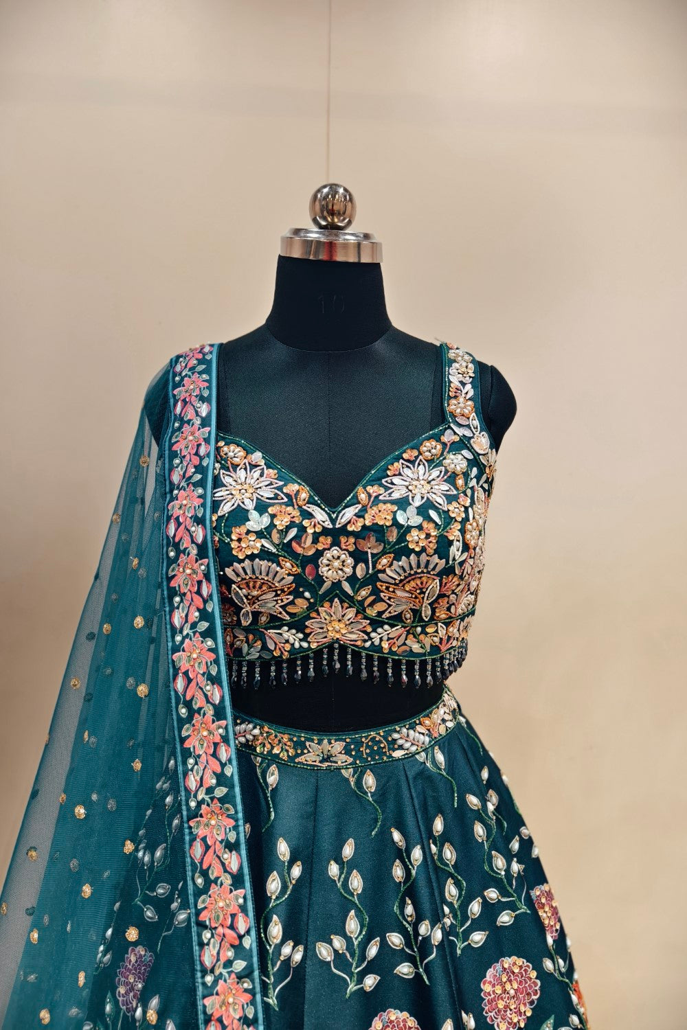 Royal Blue Lehenga with Extensive Intricate Embroidery - Designer Bridal Masterpiece Secondary image