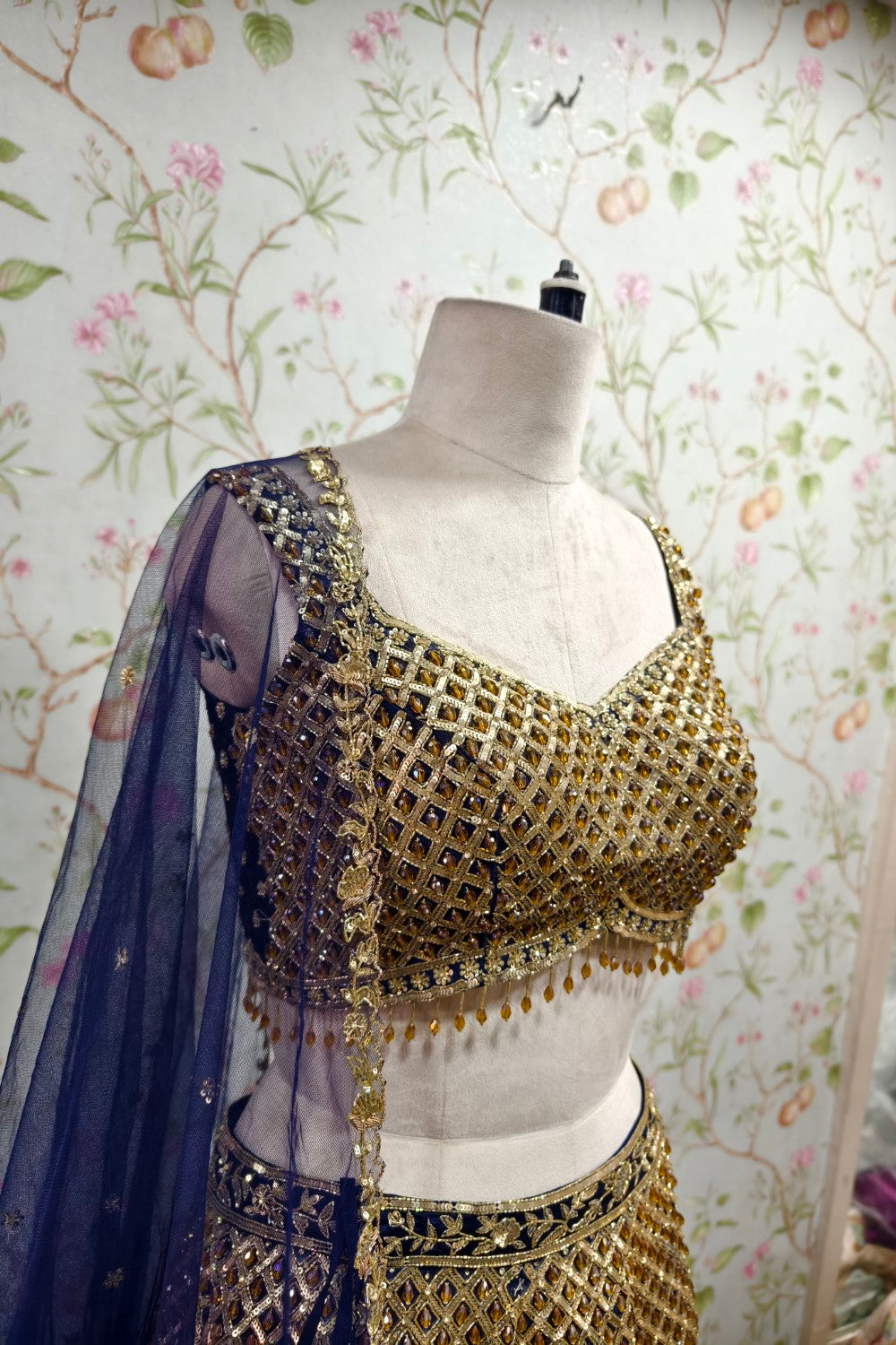 Regal Blue Lehenga with Luxurious Golden Embroidery - Wedding & Party Wear Ethnic Ensemble