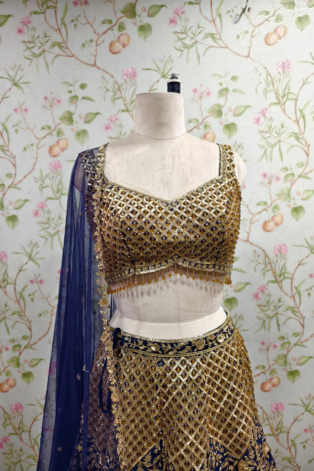 Regal Blue Lehenga with Luxurious Golden Embroidery - Wedding & Party Wear Ethnic Ensemble