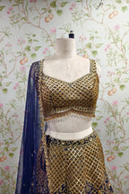 Regal Blue Lehenga with Luxurious Golden Embroidery - Wedding & Party Wear Ethnic Ensemble