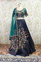 Ethereal Blue & Turquoise Floral Print Lehenga - Designer Ethnic Wear