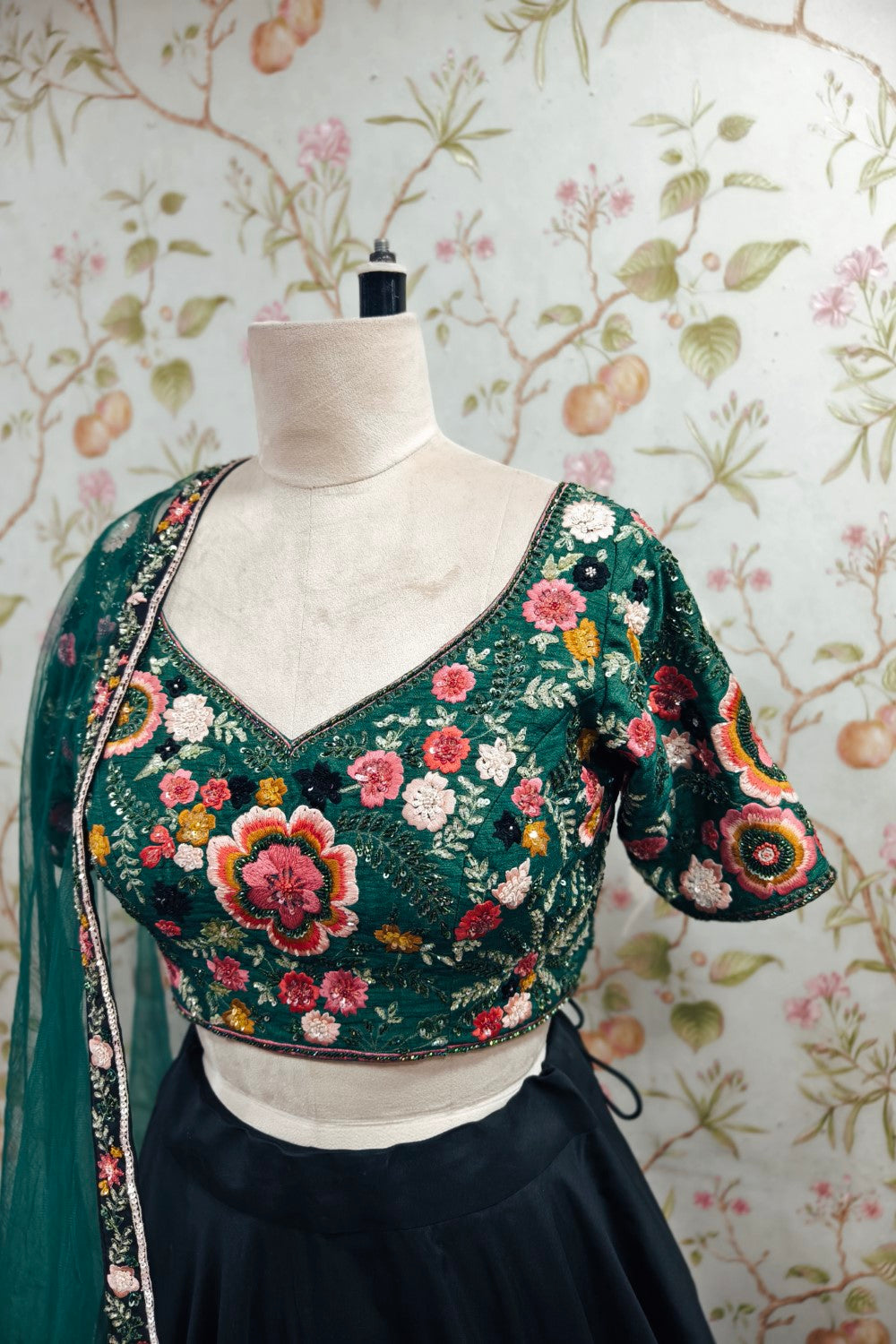 Ethereal Blue & Turquoise Floral Print Lehenga - Designer Ethnic Wear