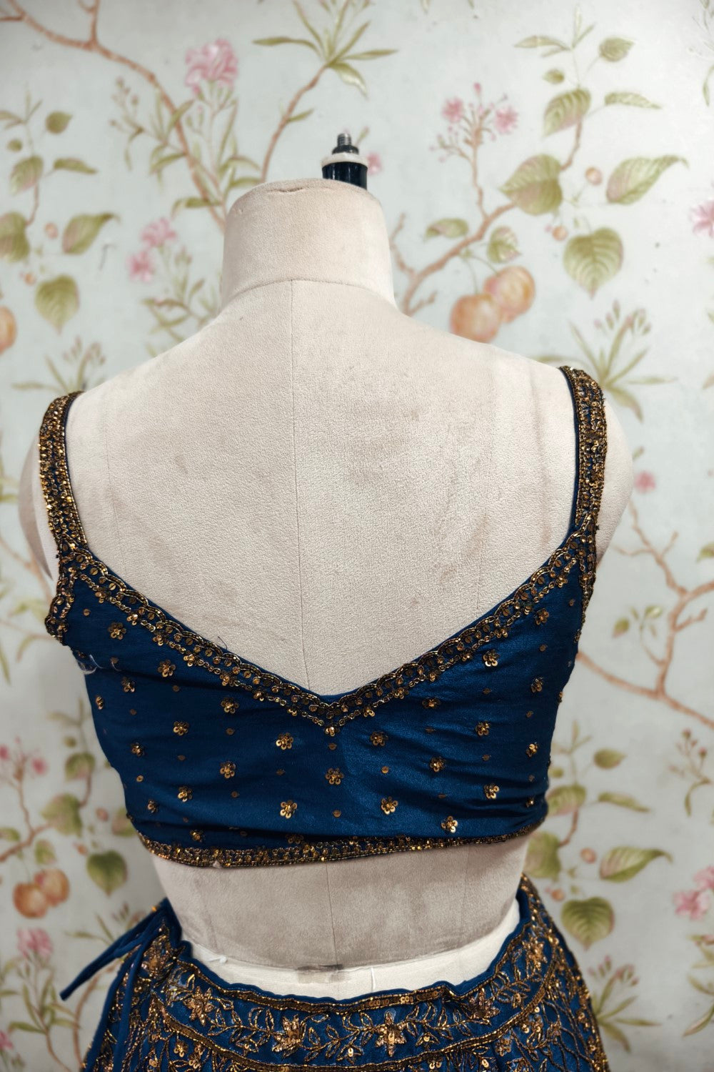 Navy Blue Lehenga with Delicate Golden Embroidery - Elegant Ethnic Ensemble
