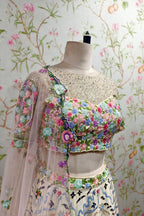 Exquisite Floral Embroidered Lehenga with Elegant Net Dupatta - Designer Ethnic Ensemble