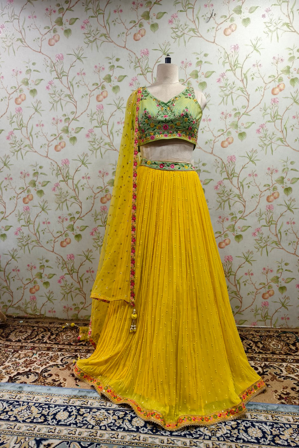 Vibrant Yellow and Green Lehenga - Perfect Mehendi Celebration Ensemble Main image
