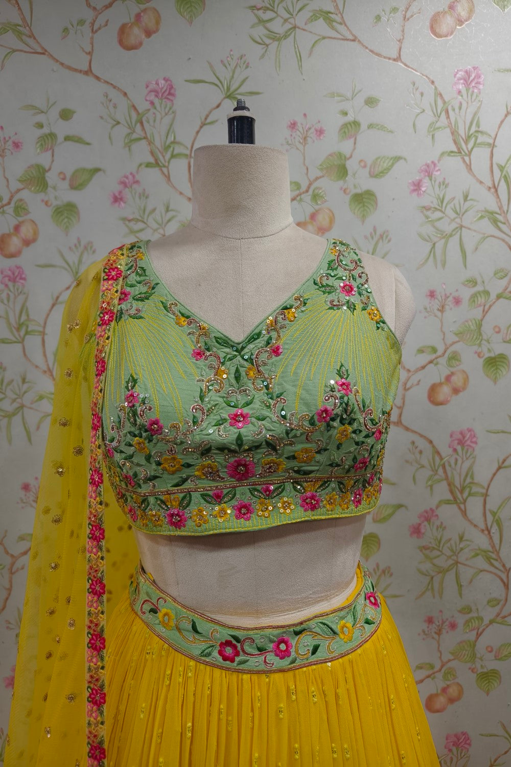 Vibrant Yellow and Green Lehenga - Perfect Mehendi Celebration Ensemble