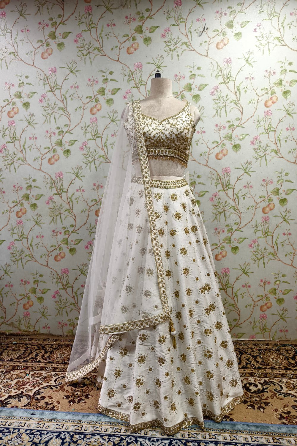 Pristine White Lehenga with Luxurious Golden Embroidery - Bridal & Festive Designer Ensemble