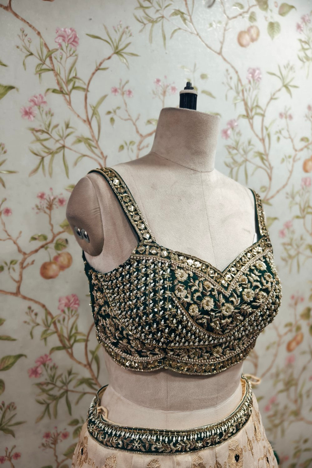 Elegant Cream Embroidered Lehenga Set - Bridal & Party Wear Designer Outfit Secondary image