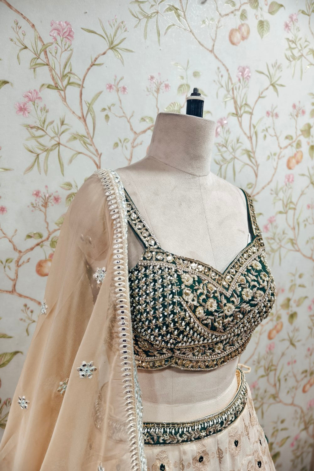 Elegant Cream Embroidered Lehenga Set - Bridal & Party Wear Designer Outfit