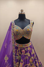 Exquisite Purple Designer Lehenga with Intricate Embellishments - Premium Ethnic Wear