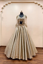 Luxurious Dark Gold Textured Jacket Style Lehenga - Designer Ethnic Ensemble