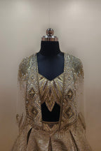 Luxurious Dark Gold Textured Jacket Style Lehenga - Designer Ethnic Ensemble