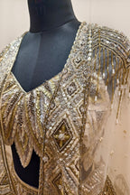 Luxurious Dark Gold Textured Jacket Style Lehenga - Designer Ethnic Ensemble