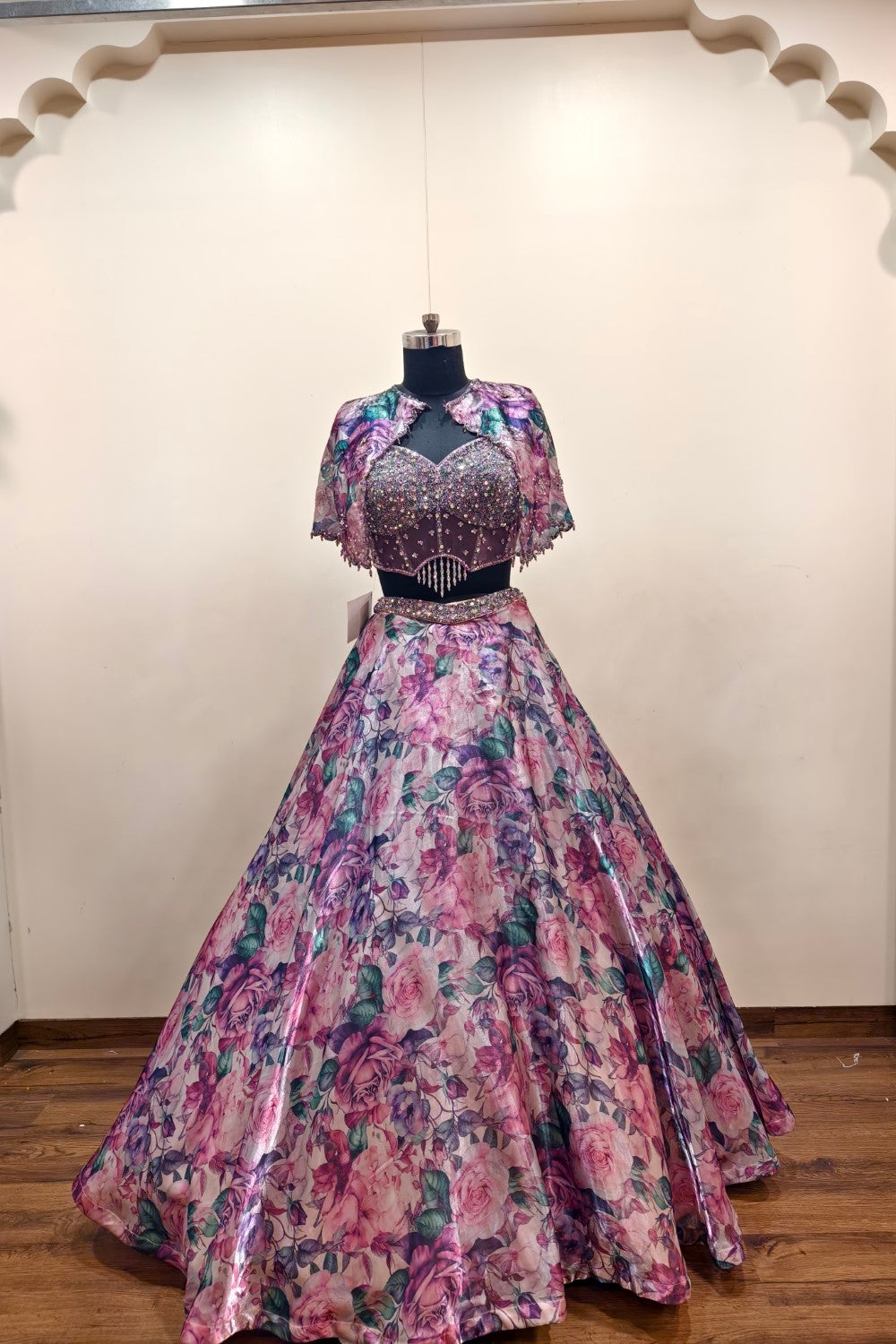 Ethereal Light Purple Lehenga with Dark Dramatic Floral Embroidery - Designer Ethnic Wear Main image