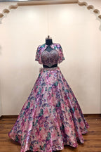 Ethereal Light Purple Lehenga with Dark Dramatic Floral Embroidery - Designer Ethnic Wear