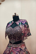 Ethereal Light Purple Lehenga with Dark Dramatic Floral Embroidery - Designer Ethnic Wear